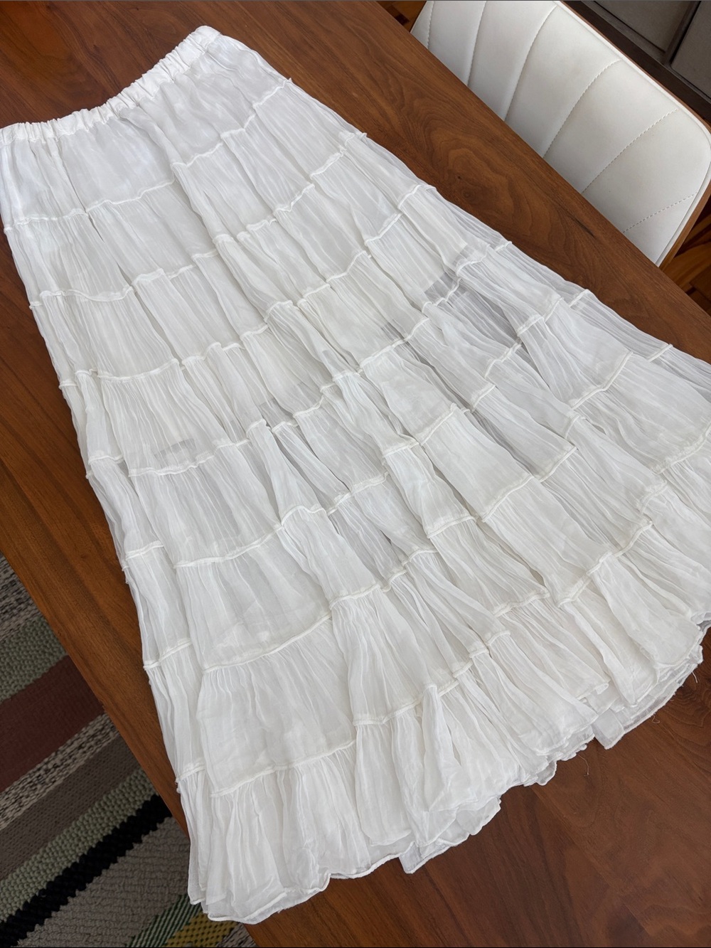 All Saints Eva Tiered Maxi Skirt Chalk White Size US 0 - Picture 6 of 13